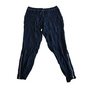 Helmut Lang womens Sz 2 black lamb leather trim Ankle pants